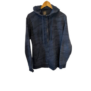 Men's Camo Blue Full-Zip Hoodie M Long Sleeve